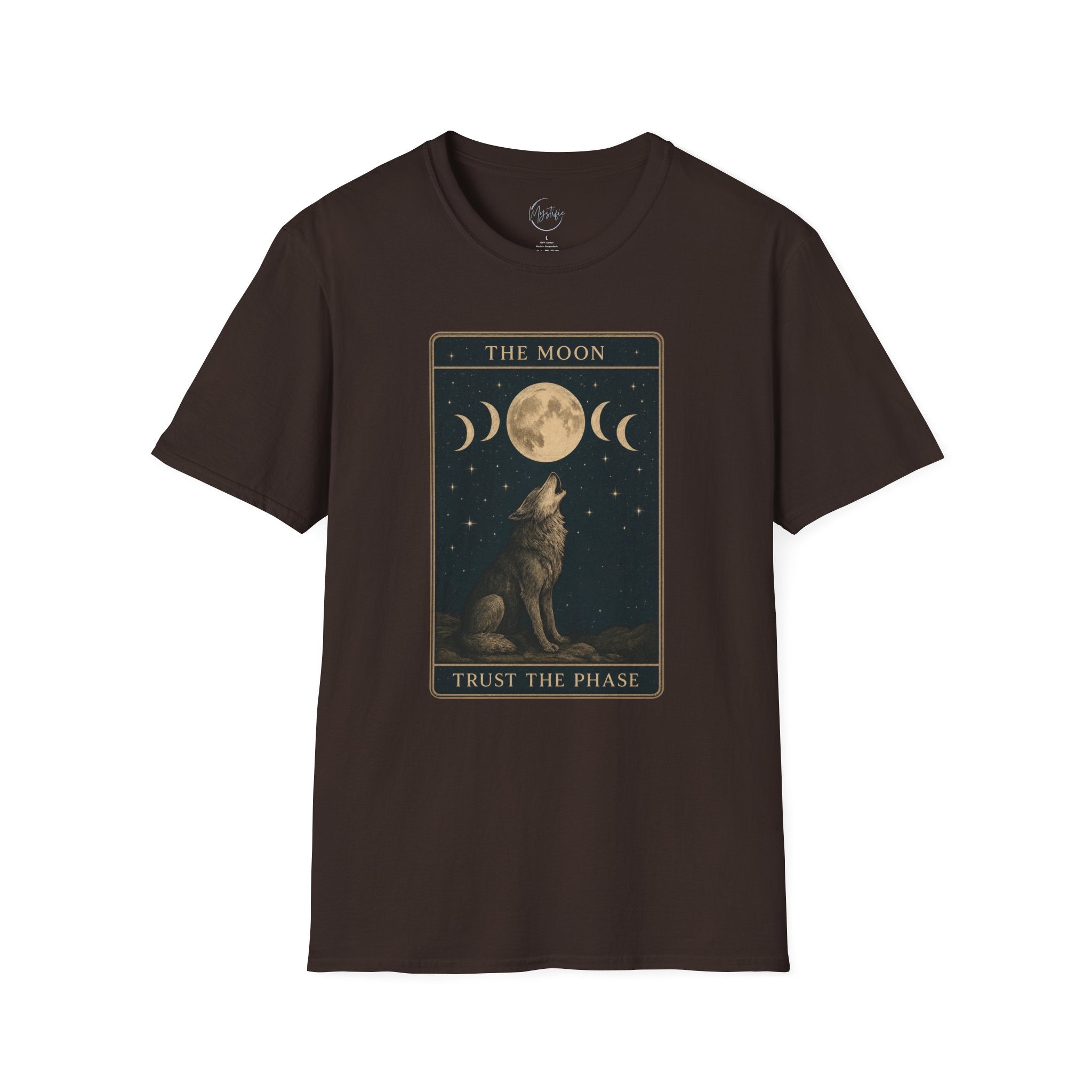 The Moon Tarot Unisex T-Shirt — 'Trust the Phases' Wolf Moon Tee