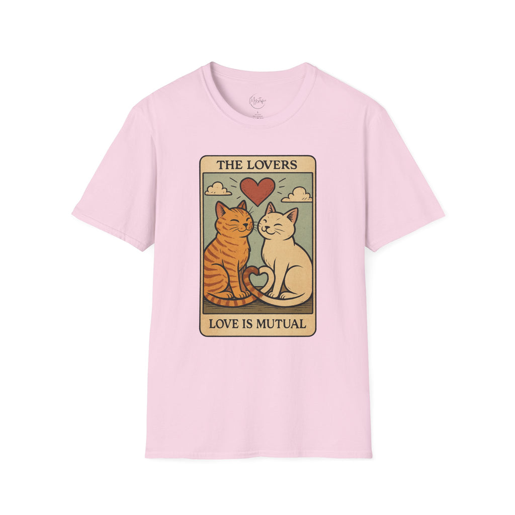 The Lovers Cat Unisex T-Shirt — 'Love Is Mutual' Vintage Tarot Style Tee