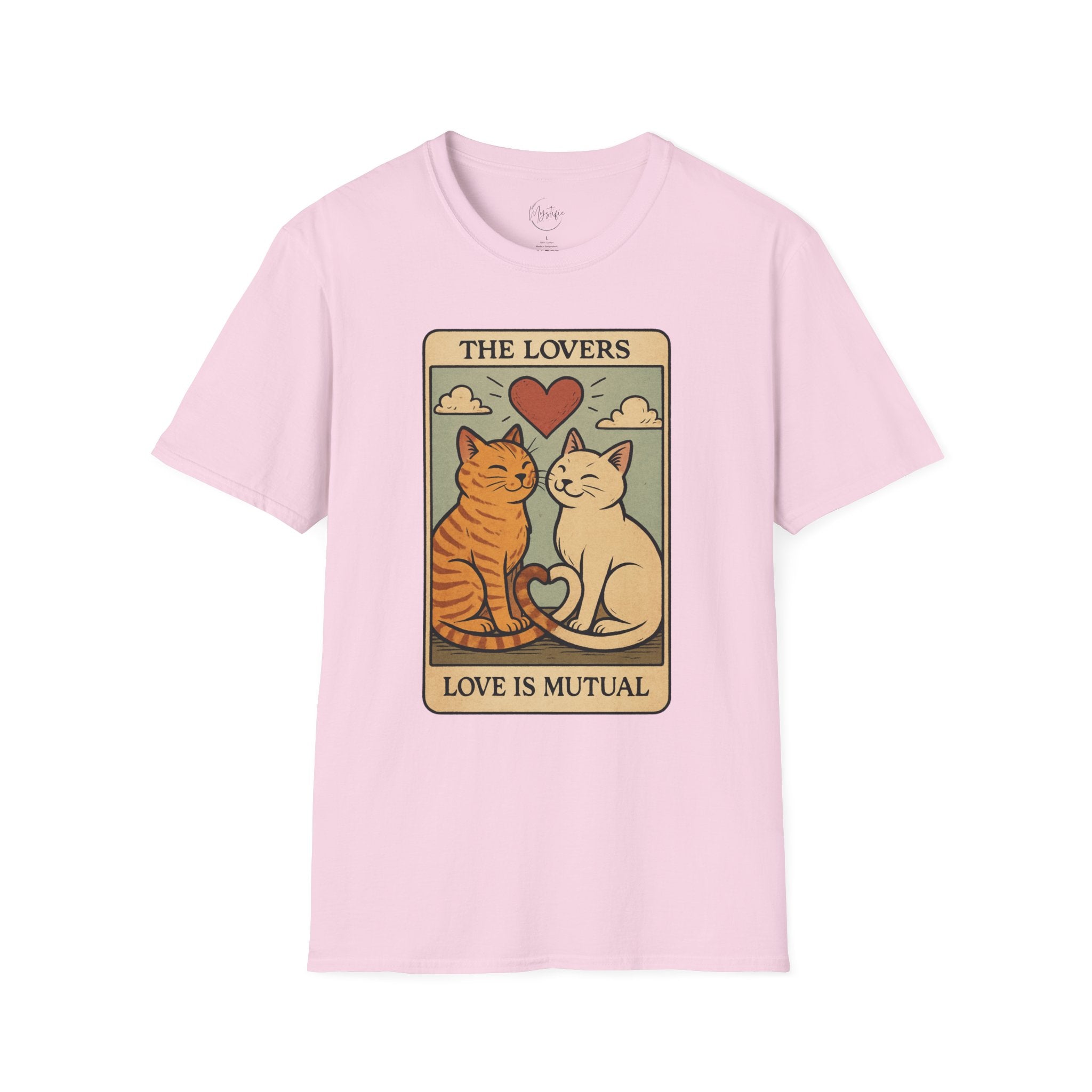 The Lovers Cat Unisex T-Shirt — 'Love Is Mutual' Vintage Tarot Style Tee
