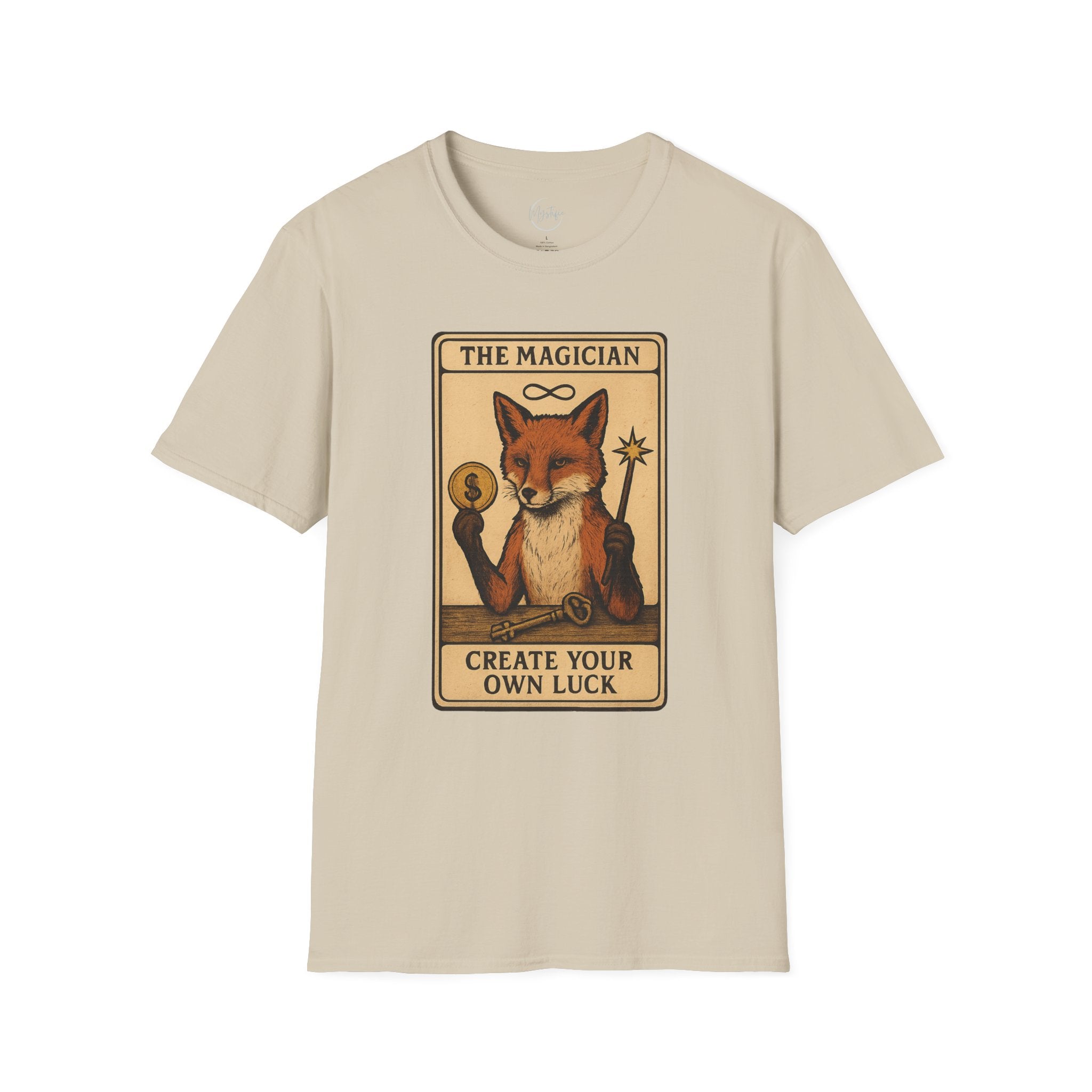 The Magician Fox Tarot Unisex T‑Shirt — 'Create Your Own Luck' Tarot Style Tee