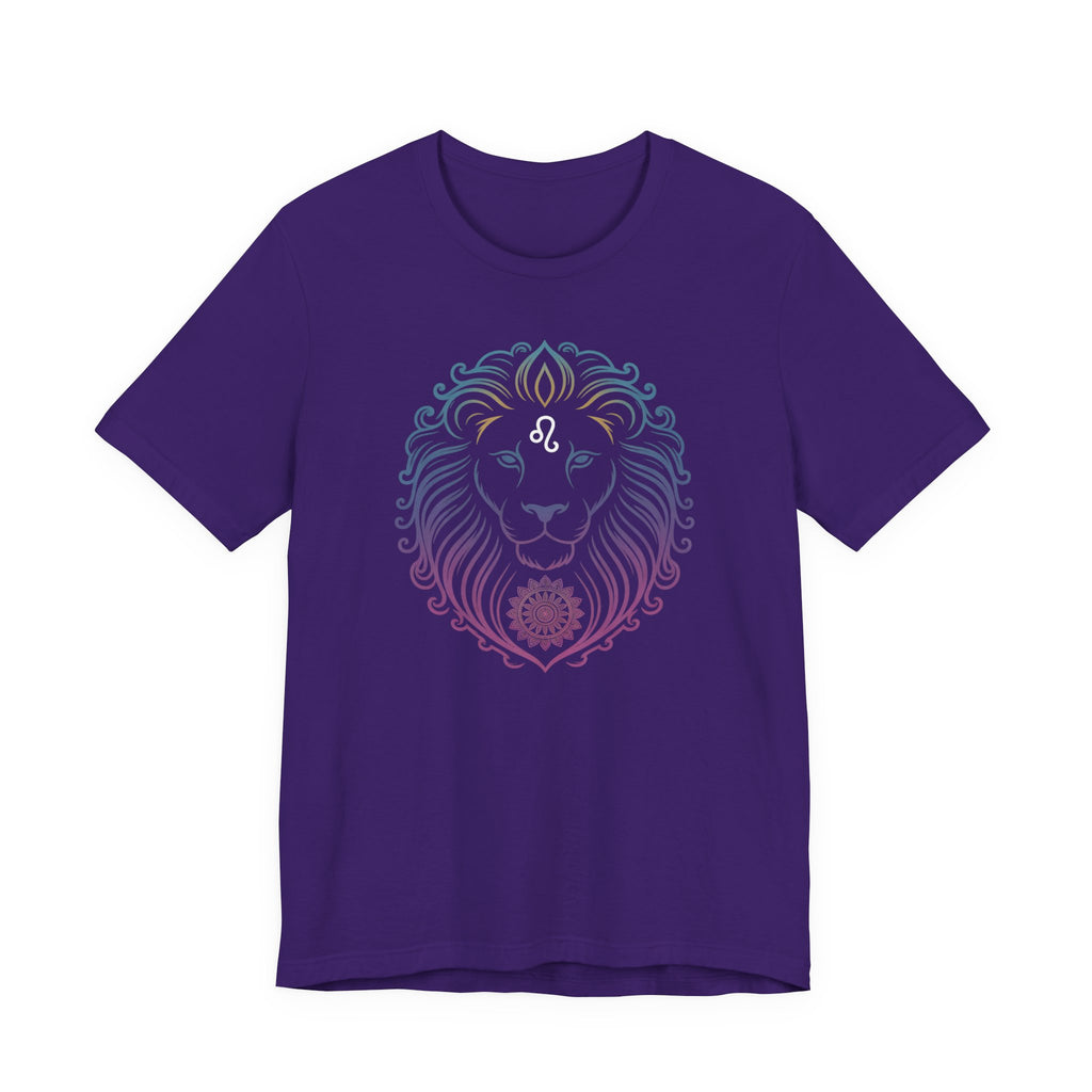 Astrology Zodiac Leo Neon Lion Unisex Mandala T-Shirt