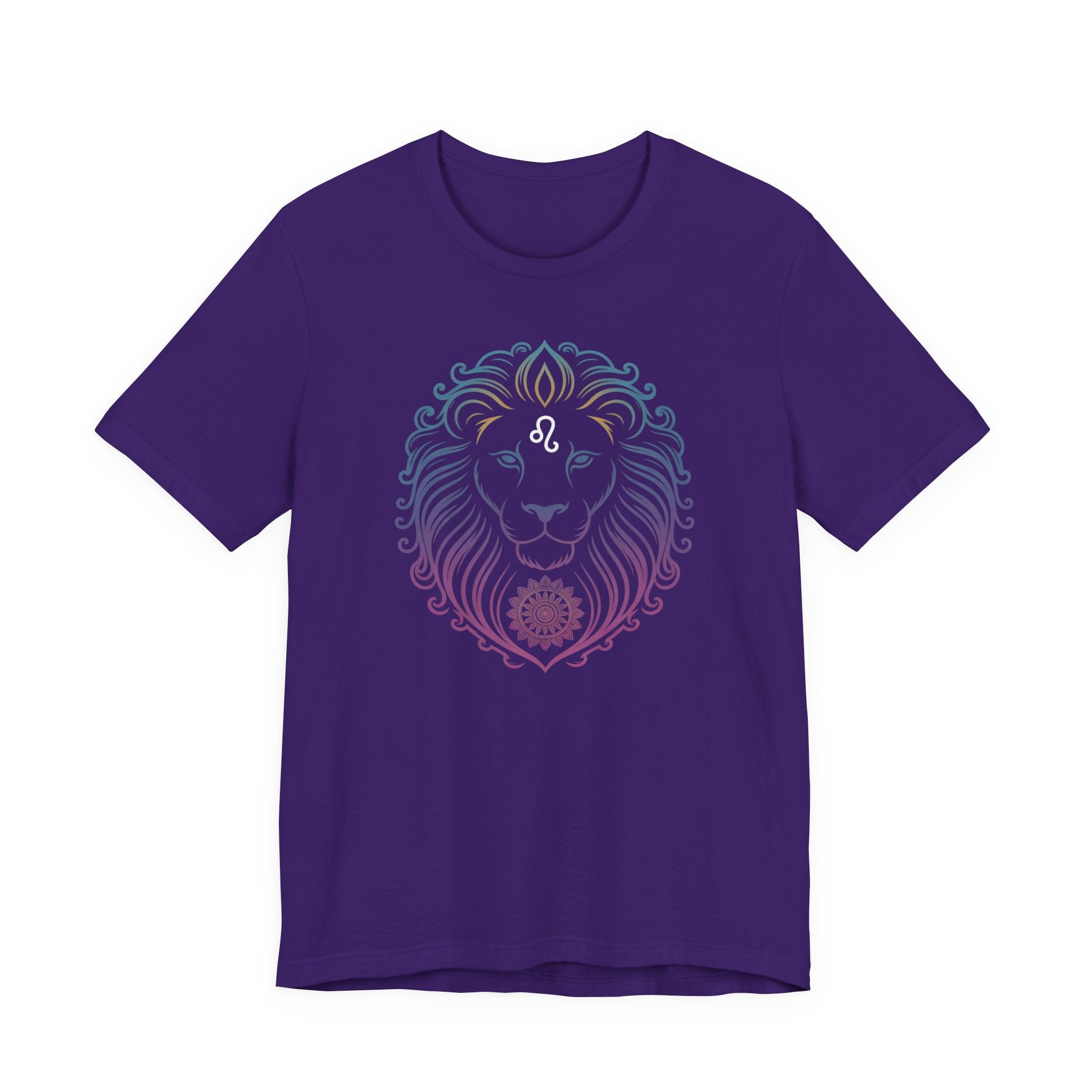 Astrology Zodiac Leo Neon Lion Unisex Mandala T-Shirt