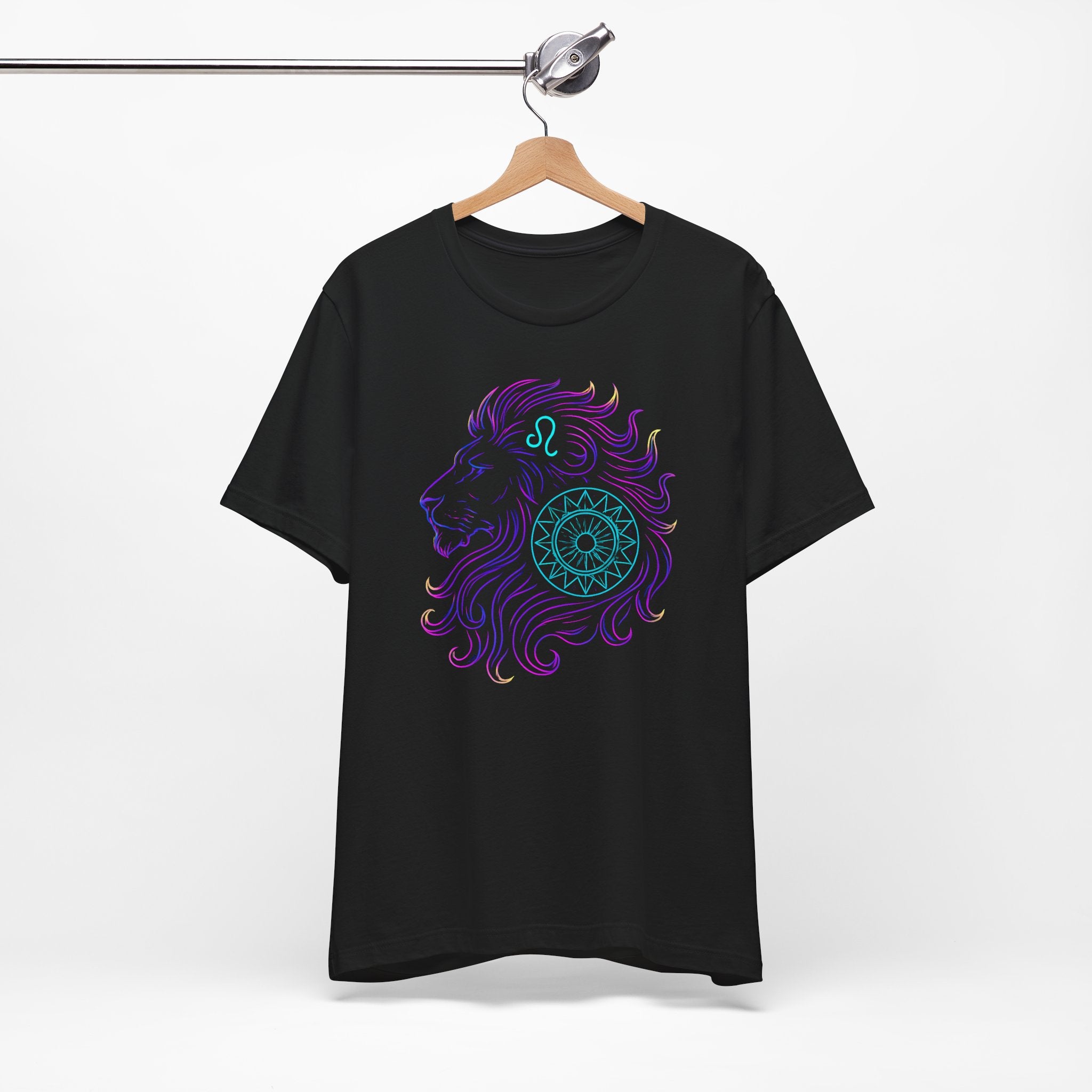 Astrology Zodiac Leo Neon Lion Unisex Mandala T-Shirt