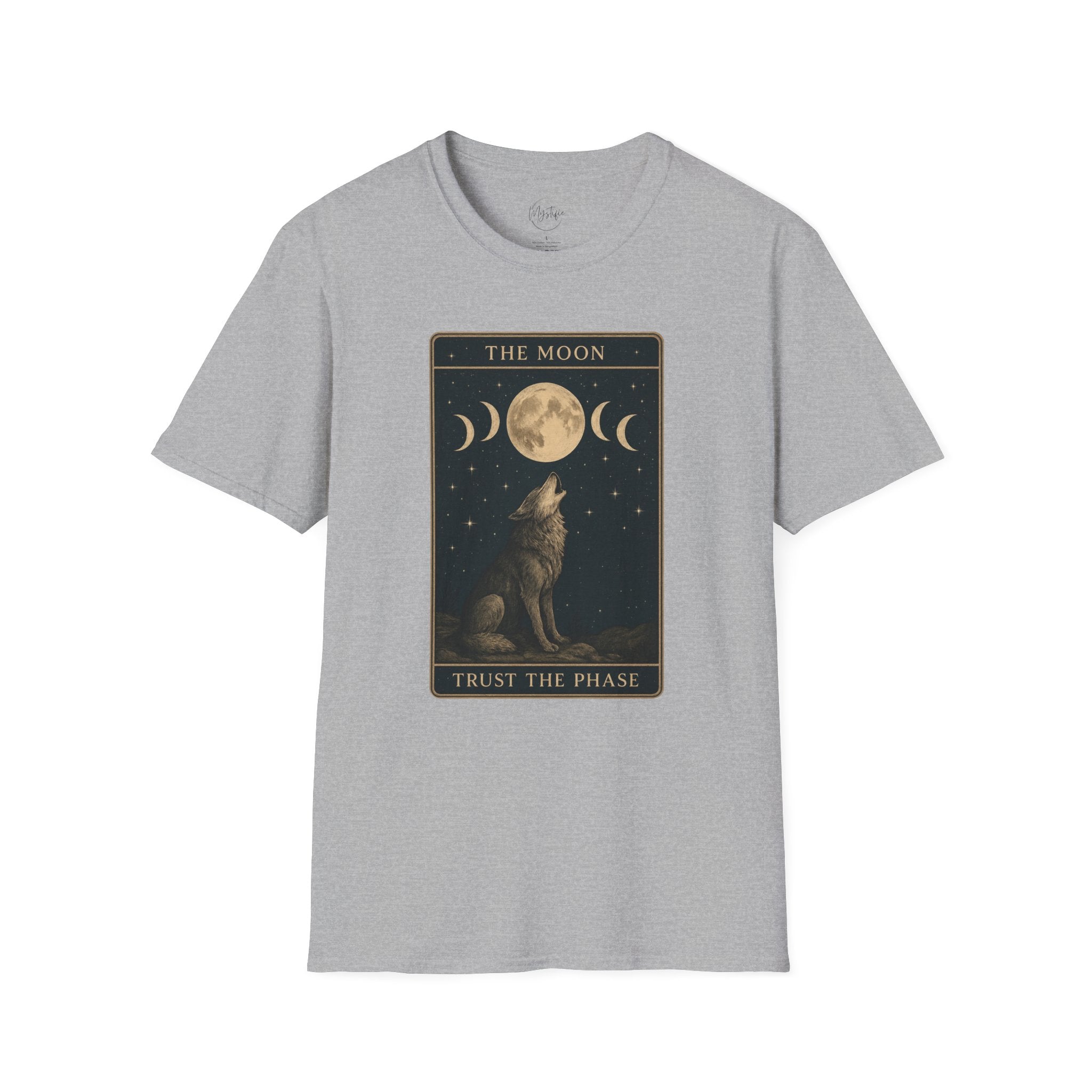 The Moon Tarot Unisex T-Shirt — 'Trust the Phases' Wolf Moon Tee