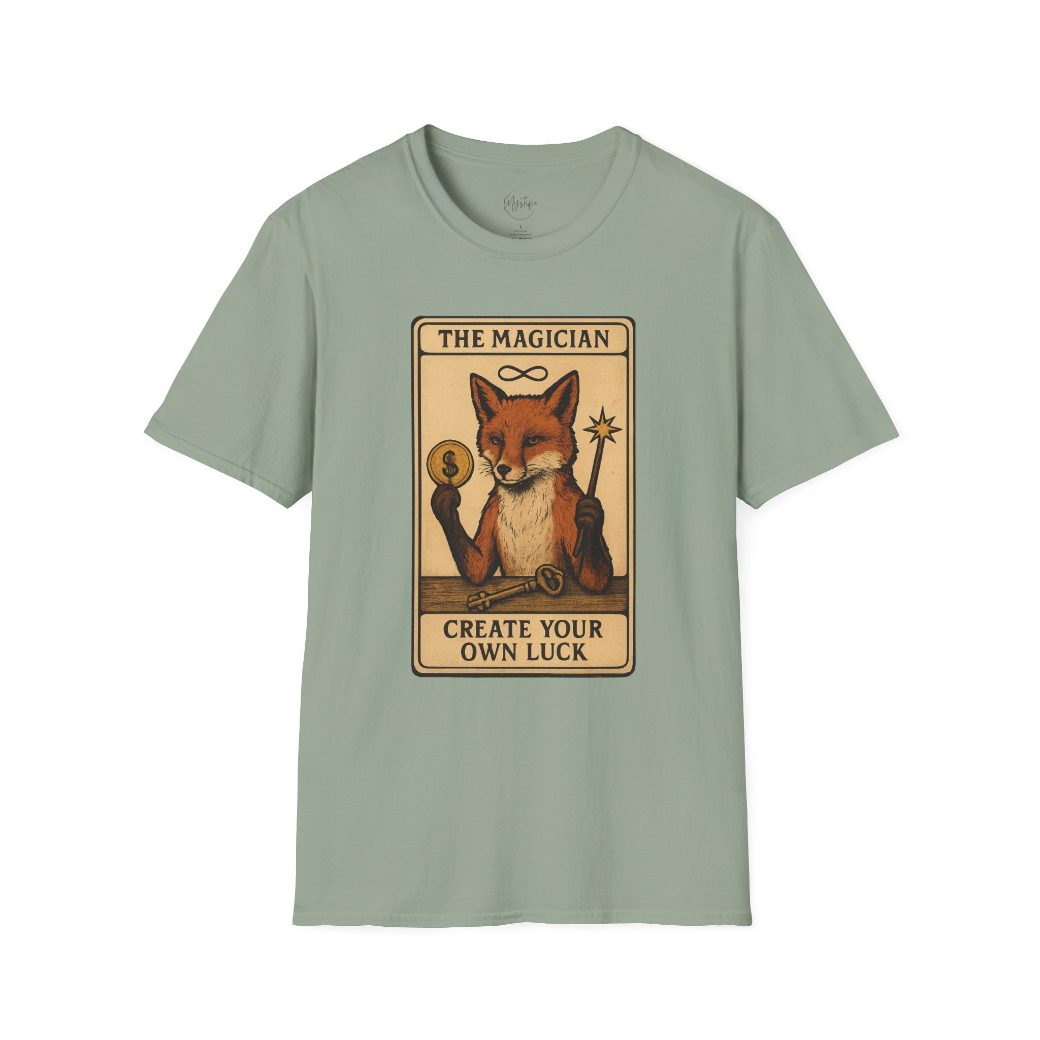 The Magician Fox Tarot Unisex T‑Shirt — 'Create Your Own Luck' Tarot Style Tee