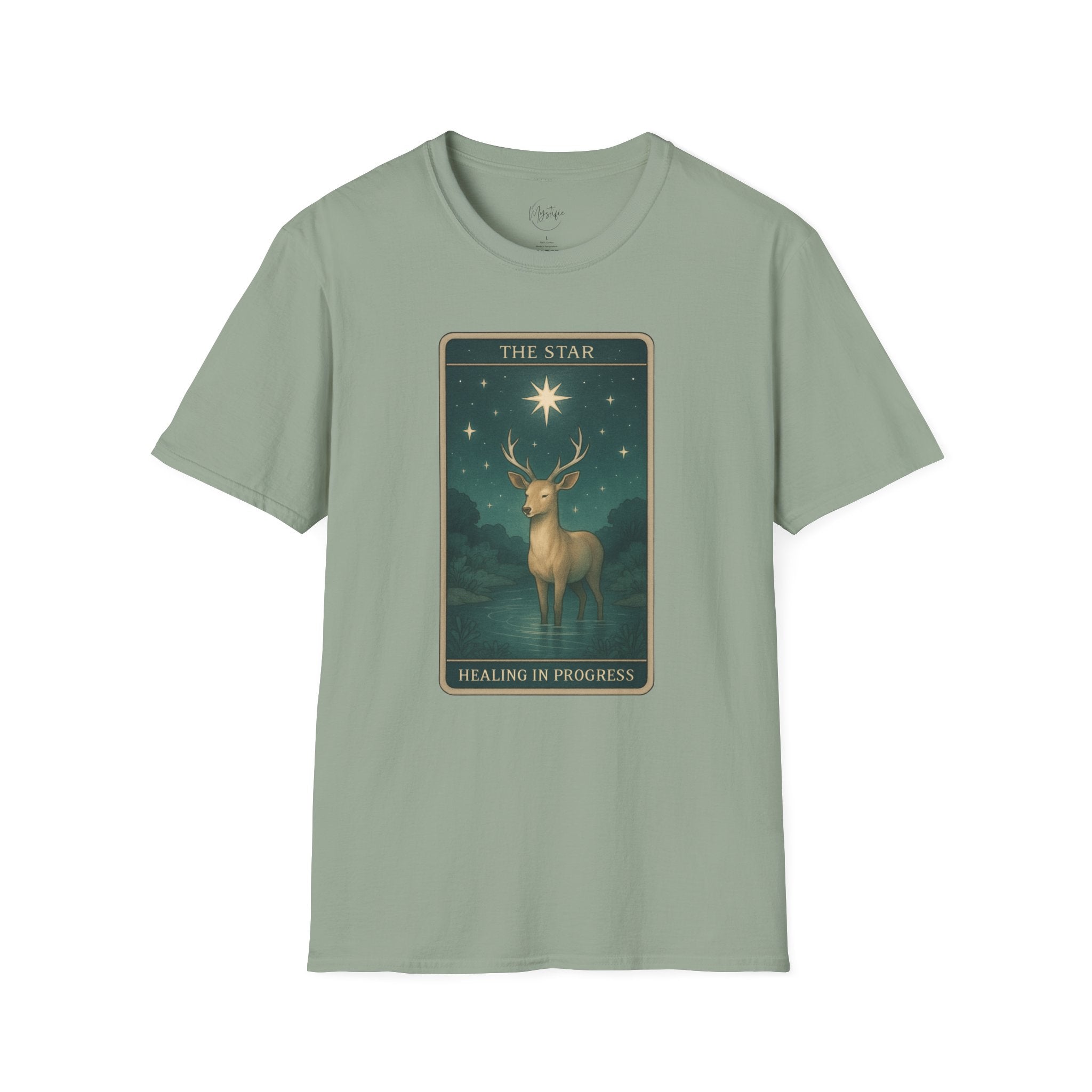 Tarot 'The Star' Deer Unisex T-Shirt — Mystic Celestial Card Graphic Tee