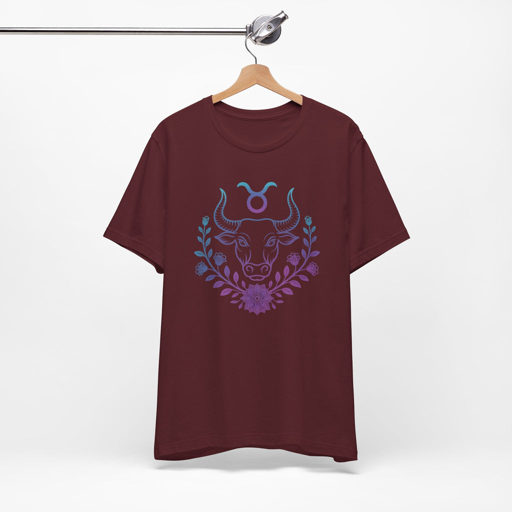 Astrology Zodiac Taurus Unisex Flower Mandala T-Shirt