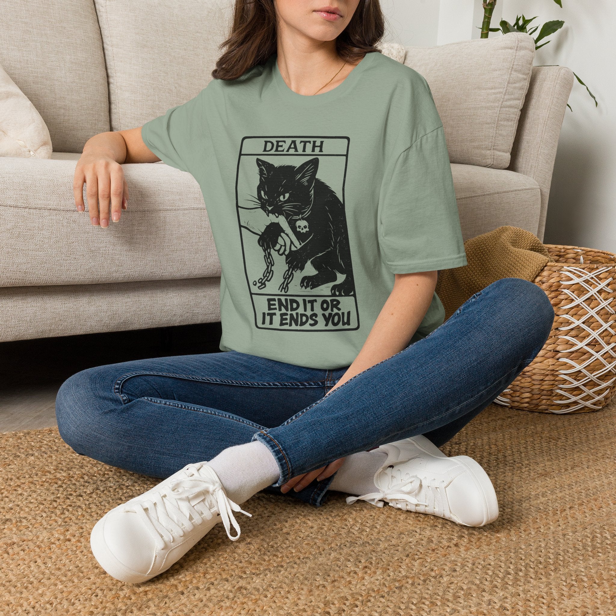 Tarot Card Death Black Cat Unisex T-Shirt