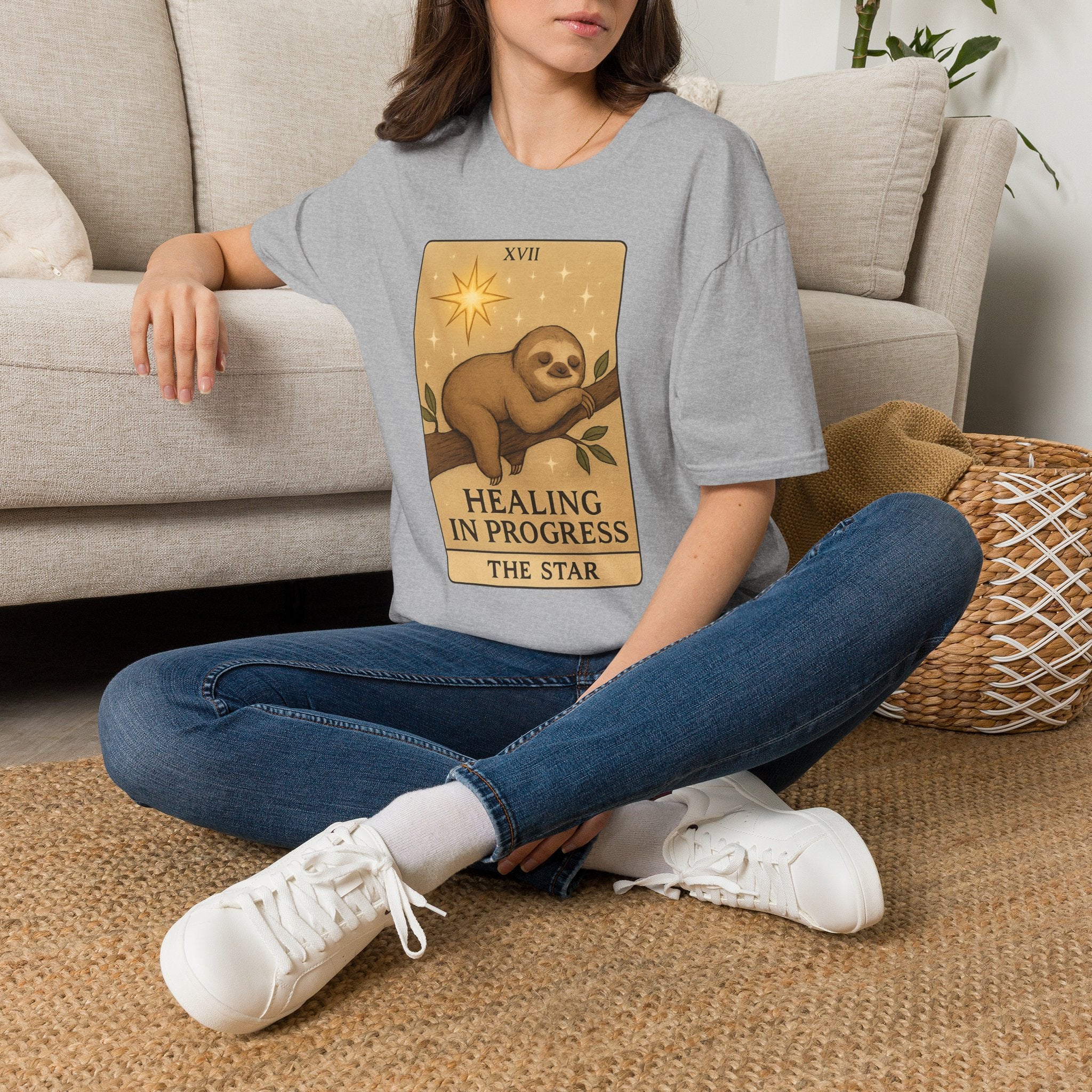 Sloth Tarot 'Healing in Progress' Unisex T-Shirt - The Star Tarot Card