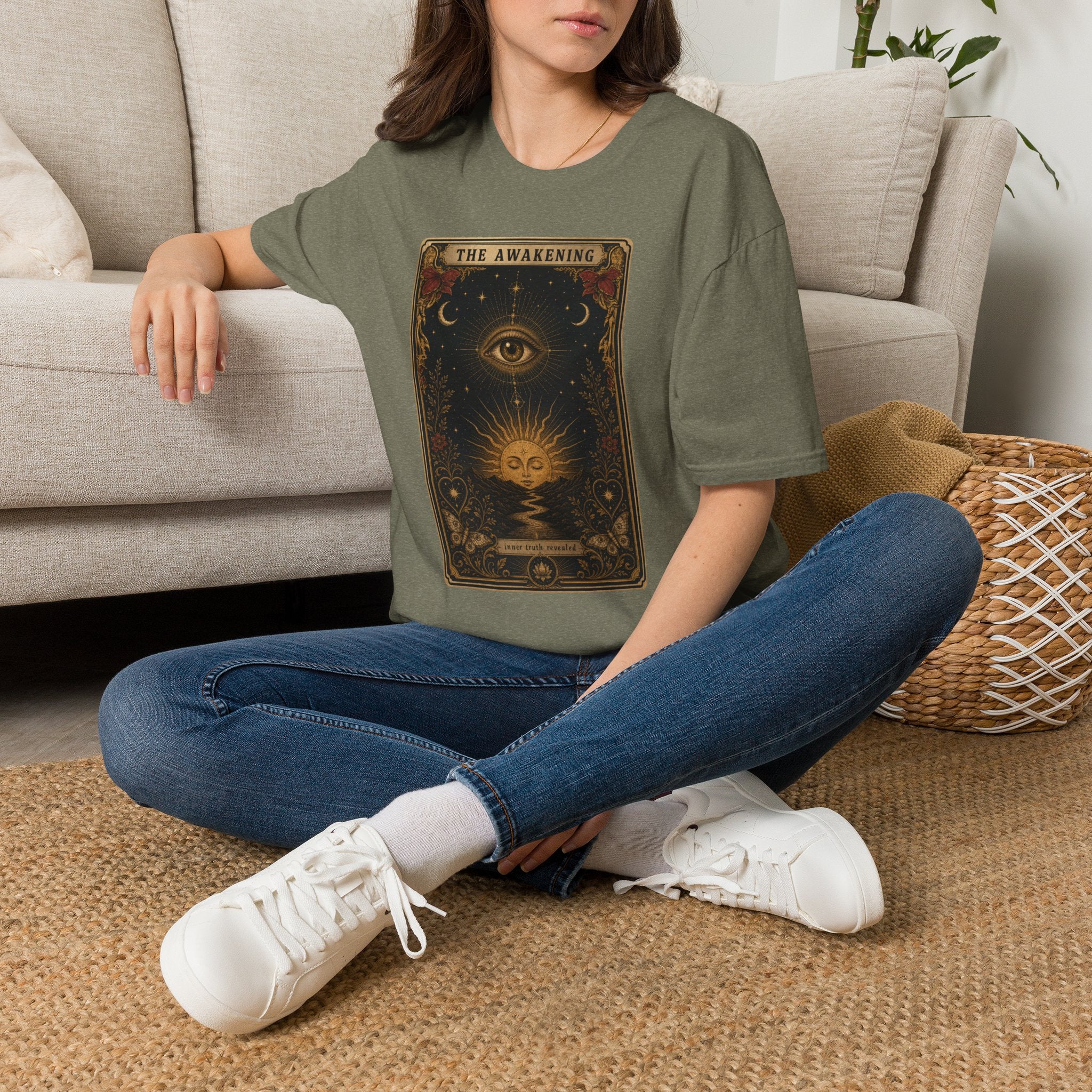 The Awakening Graphic Unisex T-Shirt — Mystic Eye Tarot Vintage Style
