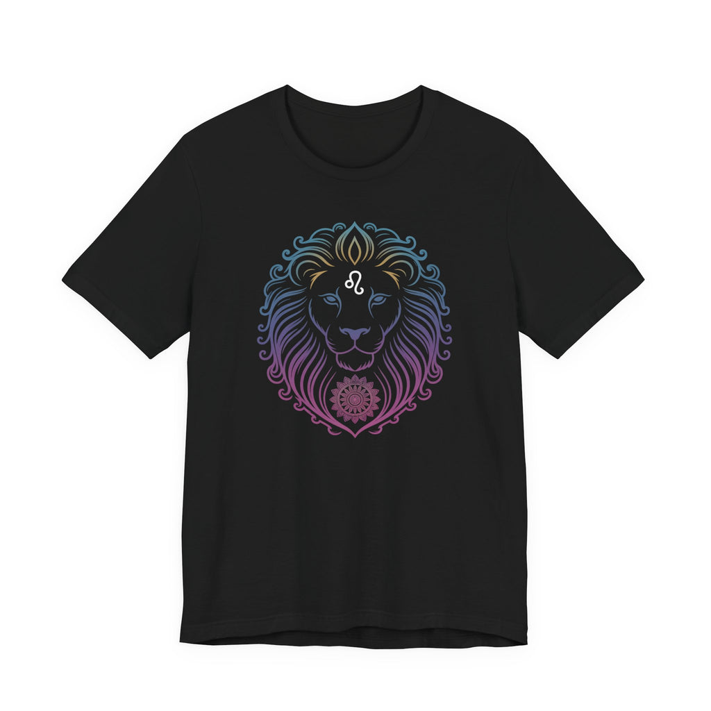 Astrology Zodiac Leo Neon Lion Unisex Mandala T-Shirt