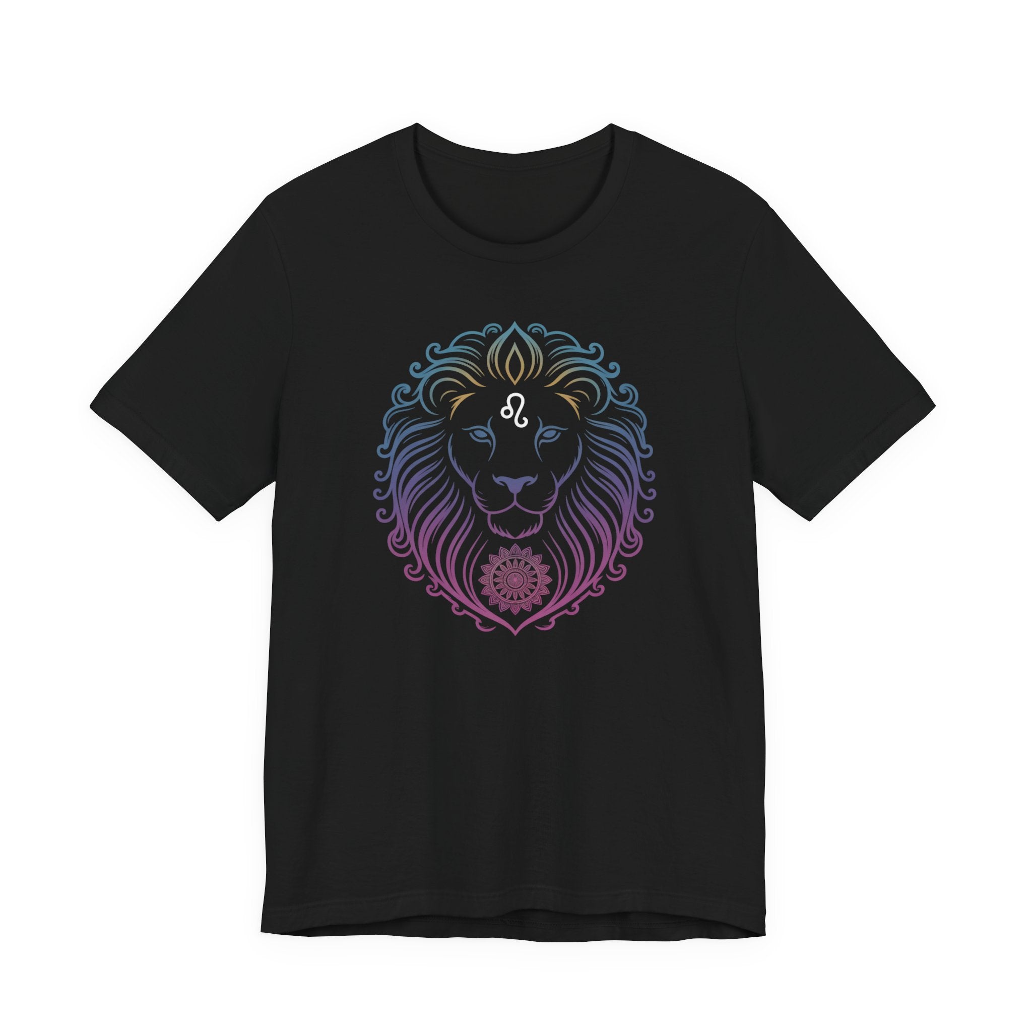 Astrology Zodiac Leo Neon Lion Unisex Mandala T-Shirt