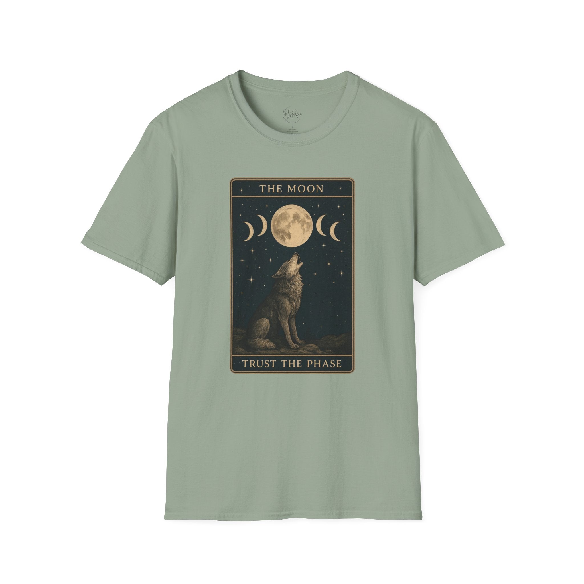 The Moon Tarot Unisex T-Shirt — 'Trust the Phases' Wolf Moon Tee