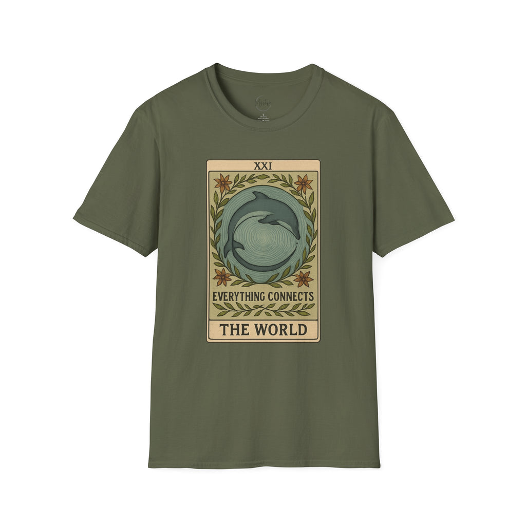 Tarot 'The World' Dolphin Unisex T-Shirt — Everything Connects Graphic Tee