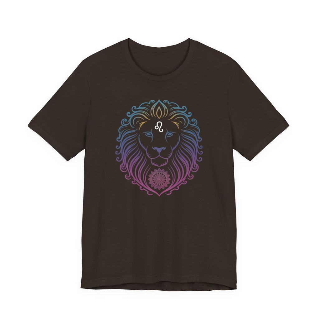 Astrology Zodiac Leo Neon Lion Unisex Mandala T-Shirt