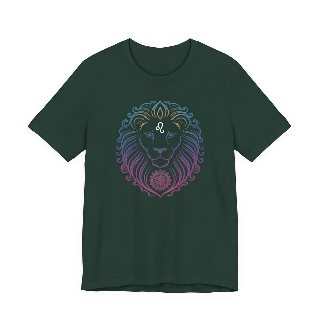 Astrology Zodiac Leo Neon Lion Unisex Mandala T-Shirt