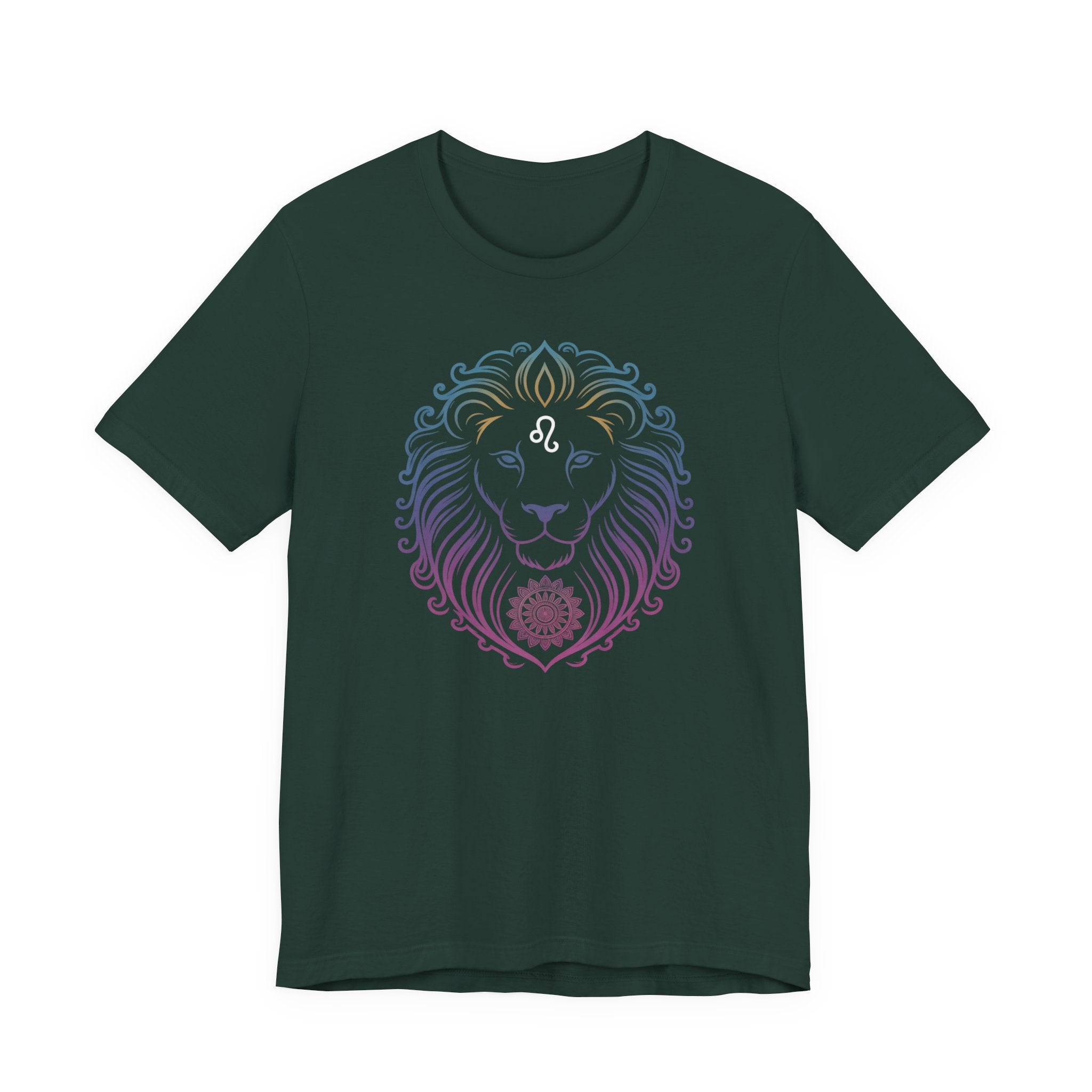 Astrology Zodiac Leo Neon Lion Unisex Mandala T-Shirt