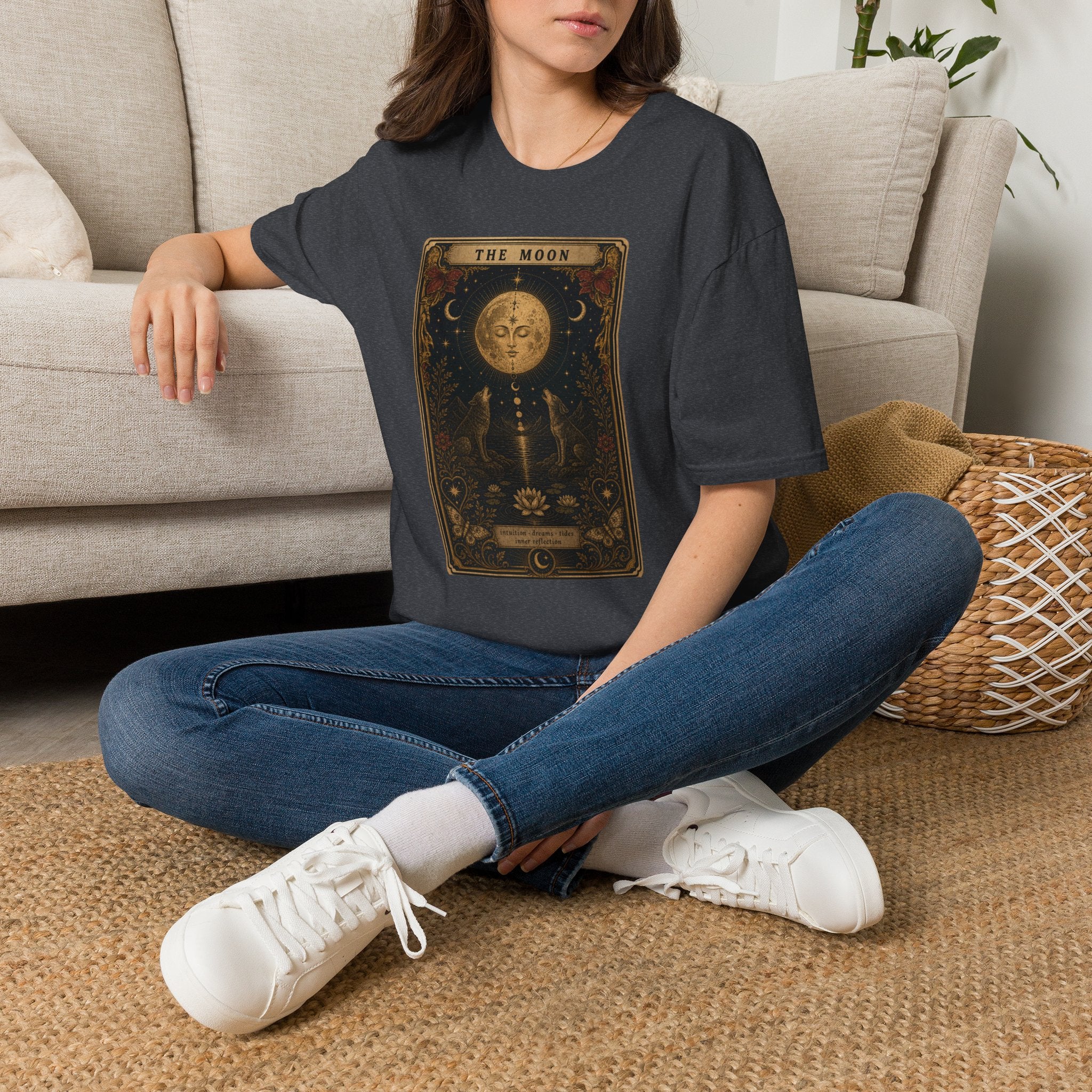 Moon Tarot Unisex T-Shirt — Vintage The Moon Card Graphic Tee