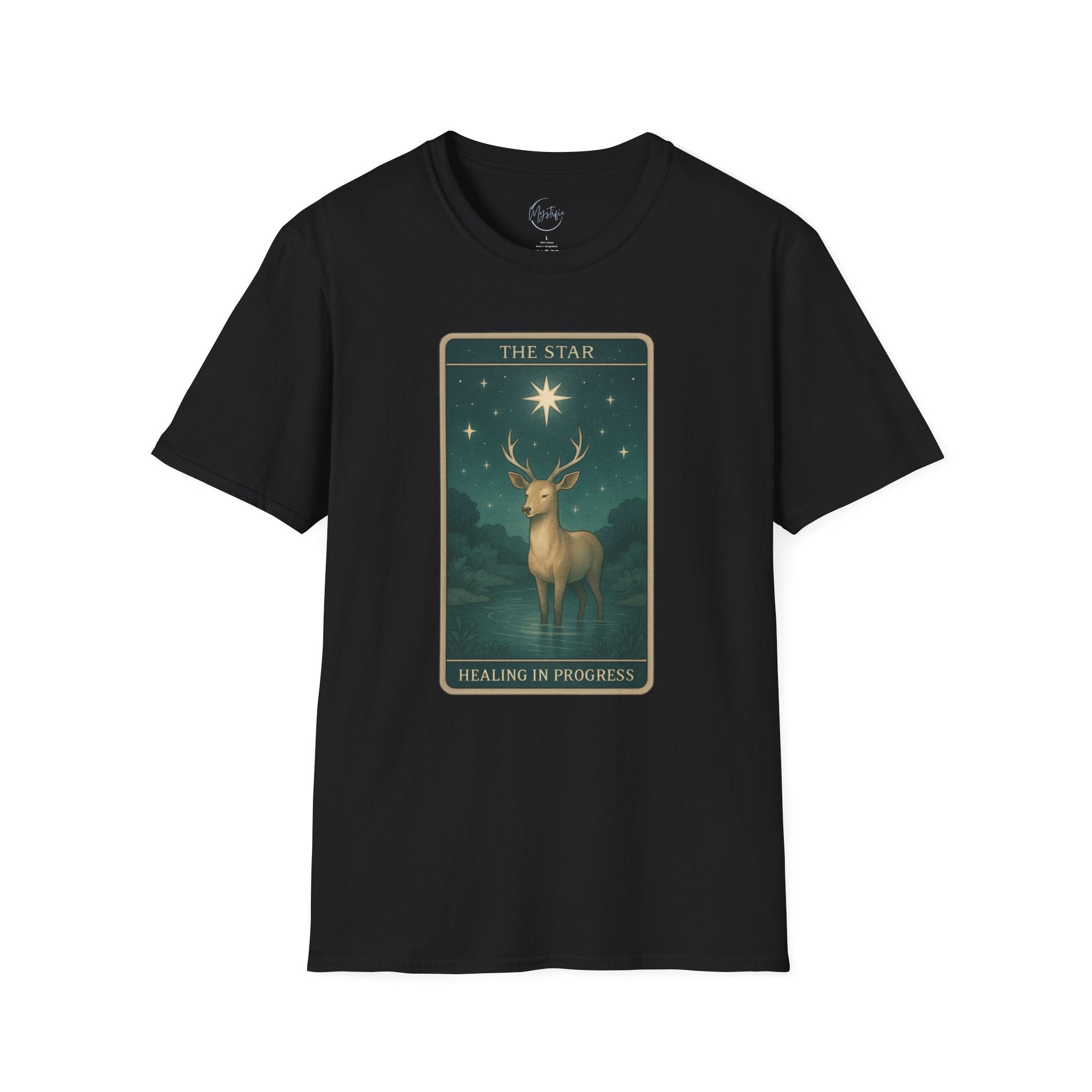 Tarot 'The Star' Deer Unisex T-Shirt — Mystic Celestial Card Graphic Tee