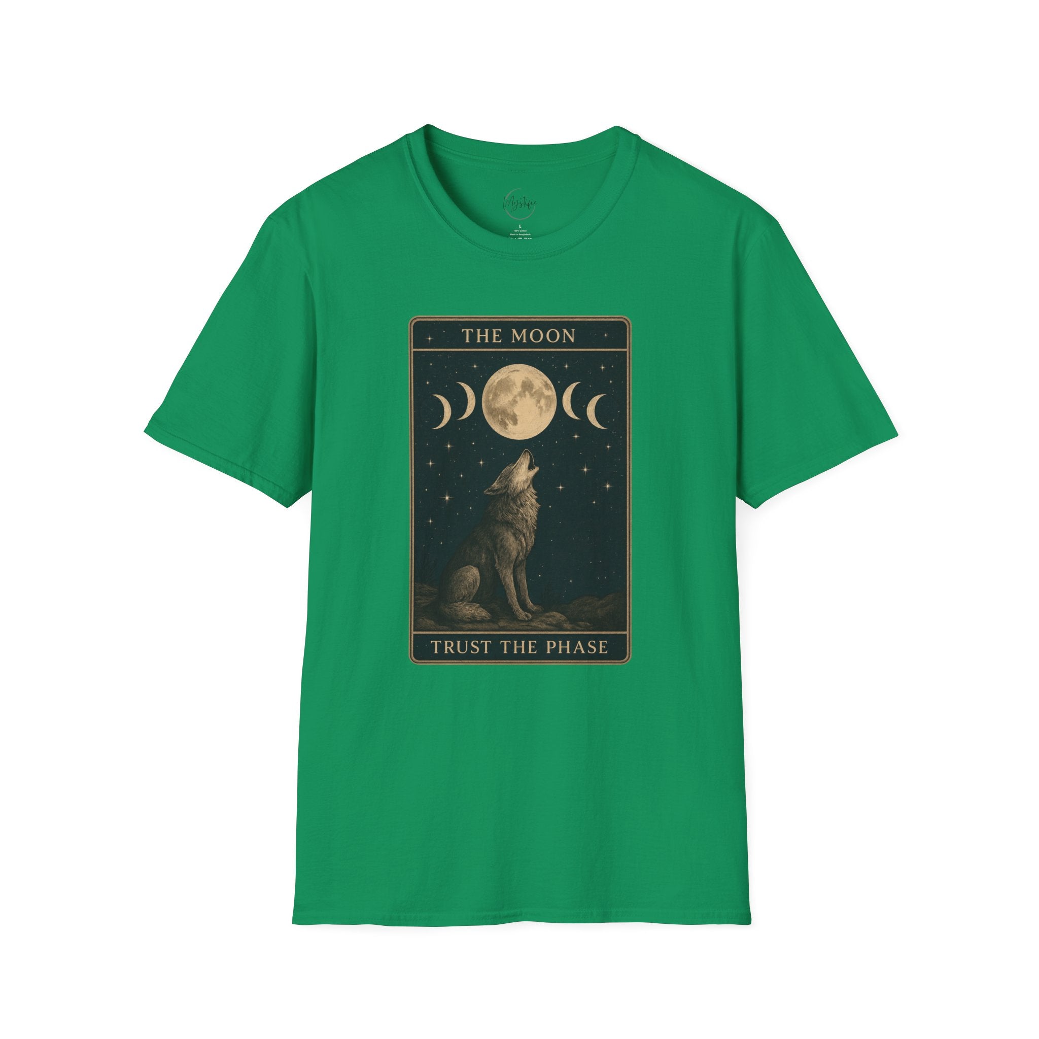 The Moon Tarot Unisex T-Shirt — 'Trust the Phases' Wolf Moon Tee