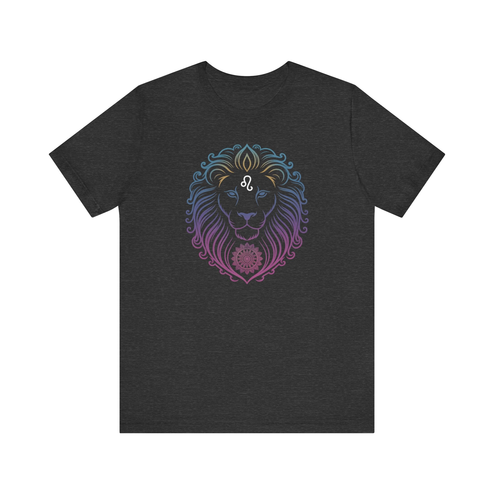 Astrology Zodiac Leo Neon Lion Unisex Mandala T-Shirt