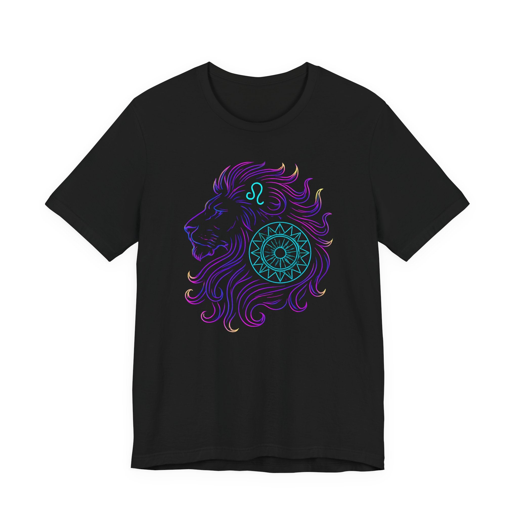 Astrology Zodiac Leo Neon Lion Unisex Mandala T-Shirt